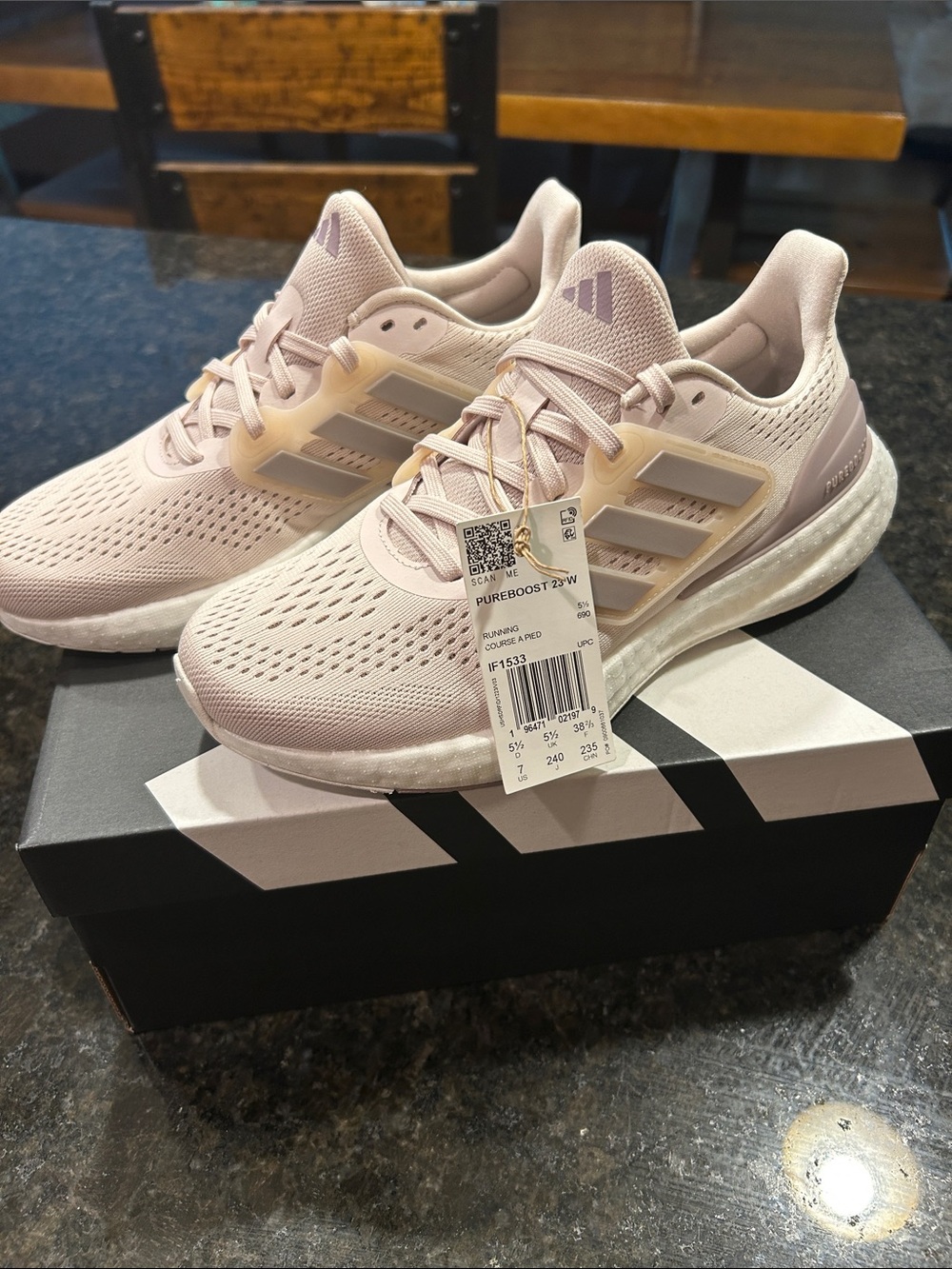 adidas Women's PureBoost Running Shoes - Light Pink with purple